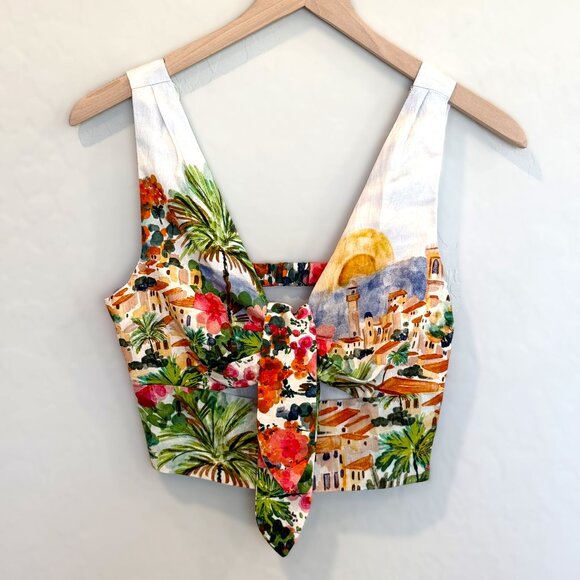 ZARA NWT KNOTTED PRINTED CROP TOP SIZE XS - Picture 1 of 10